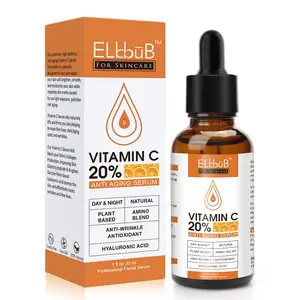 Elbbub 20% Vitamin C Serum 30ML, Radiant, Contains Hyaluronic Acid & Retinol, Reduces Melanin, Strengthens Collagen, Suitable for Sensitive Skin