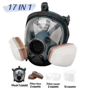 Reusable Anti-Fog Toxic Dust Mask, Comfortable Silicone Full Face Safety Mask with Filter, Gas Protection, Protection Against Gases, Ideal for Painting, Woodworking, DIY