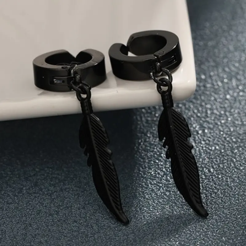 Punk Style Feather Design Dangle Earrings, 1 Count/ 1 Pair Fashionable Dangle Earrings for Men & Women for Party, Daily Decor, Trendy All-match Goth Jewelry for Birthday Gift, Witchy Jewelry, Ear Accessories, Dangling Earrings