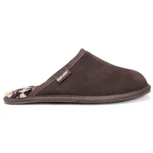 Muk Luks Men's Dave Printed Berber Suede Scuff Slide Slipper Footwear - Slip-On Shoe with Faux Fur, Foam Cushioning
