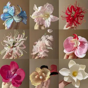 Retro Luxury Red Spider Lily Acrylic Duckbill Clip - Trendy New Chinese Style Hair Accessory