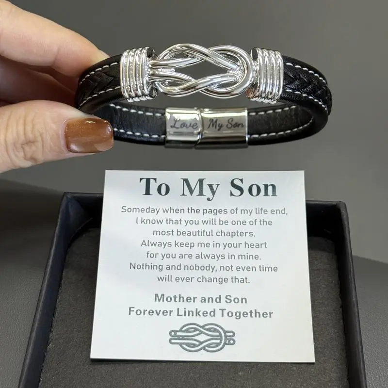 Men's Stainless Steel Cuff Bangle Bracelets - Engraved Infinity Inspirational Wristband, Adjustable Personalized Jewelry, Unique Gifts for Man, Father Son Mens Gifts, Father Son Gift, Male Wear