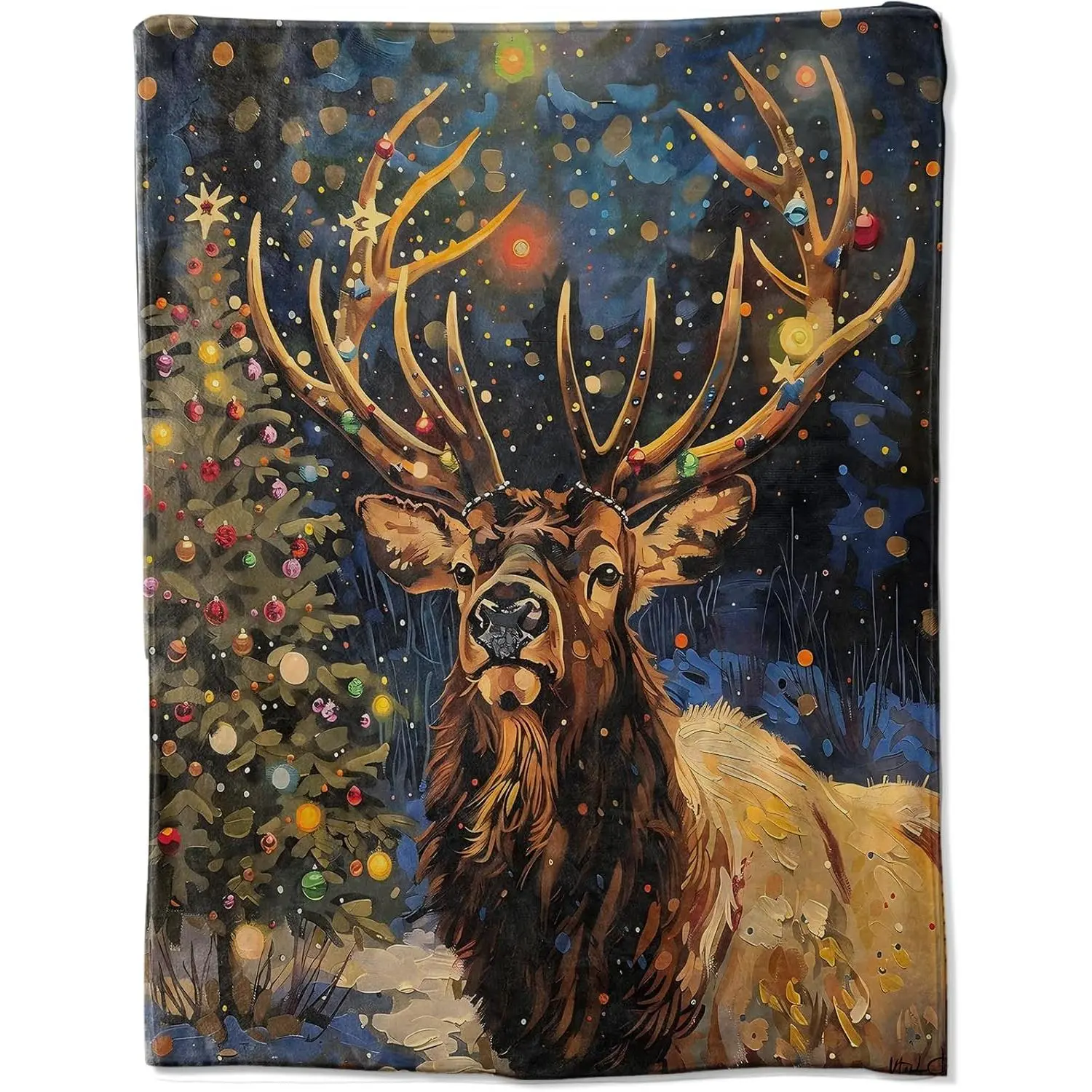 Customized Multi-Size Hellcat Christmas Stag Polyester Fleece Blanket - 32"x48", 43"x56", 54"x70" Options, Festive Print Holiday Theme, Premium Cozy Warmth for Sofa Lounging, Blanket-22, 32, 32" X 48"