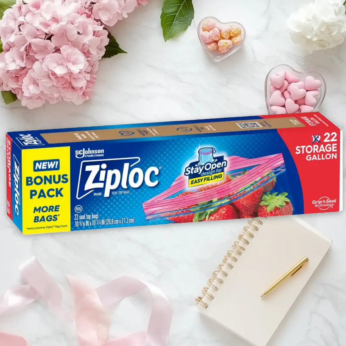 Ziploc Gallon Storage Bags 38ct - Reclosable Gallon Bags, Grip 'n Seal, 38ct, for Food Storage, BPA-Free, Kitchen Essentials