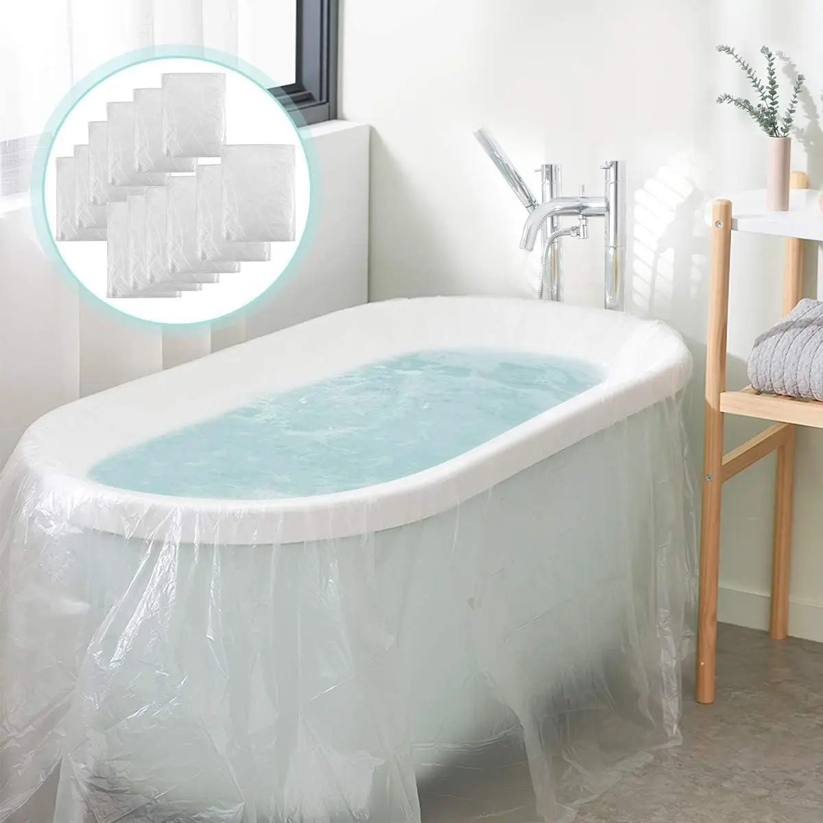 12 Pack Disposable Bathtub Cover Liner, Large Bathtub Liner Plastic Bag for Salon, Household and Hotel Bath Tubs (102 x47 Inch)