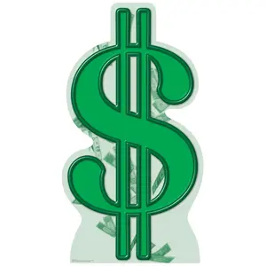 212 MAIN Life-Size Dollar Sign Cardboard Stand-Up - Home Decor Supply, Art Accent, Interior Wall Accessory