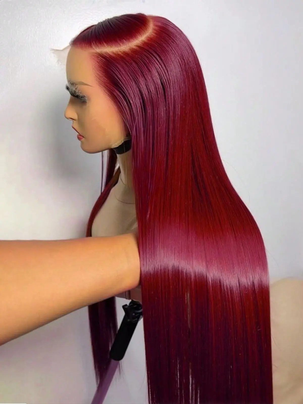 GK Burgundy Wig Human Hair 30inch 13x6 HD Transparent Lace Straight 99J Red Human Hair Wig Colored Reddish Brown Lace Frontal Wigs 180% Density Pre Plucked