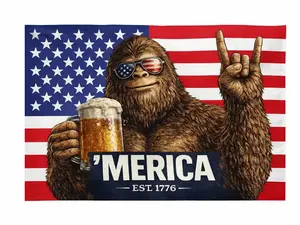 ’MERICA Bigfoot American Flag – Patriotic Truck Garage & Mud Muddin Sasquatch Flag – Perfect Gift Freedom Lovers Funny Flag tapestry banners mens