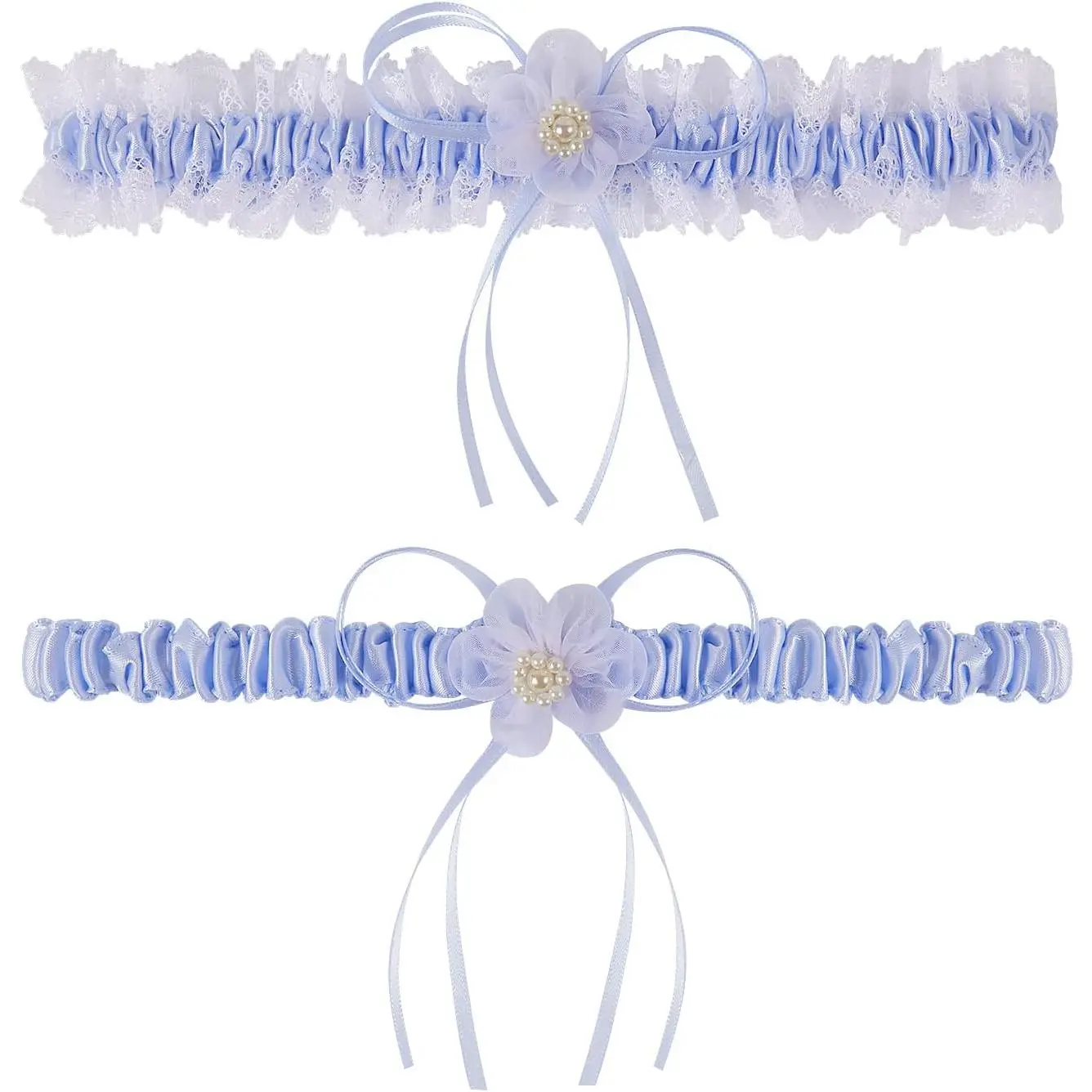 Plus Size Wedding Garters for Bride with Elastic Band Something Blue Lace Bridal Garter Set for Wedding