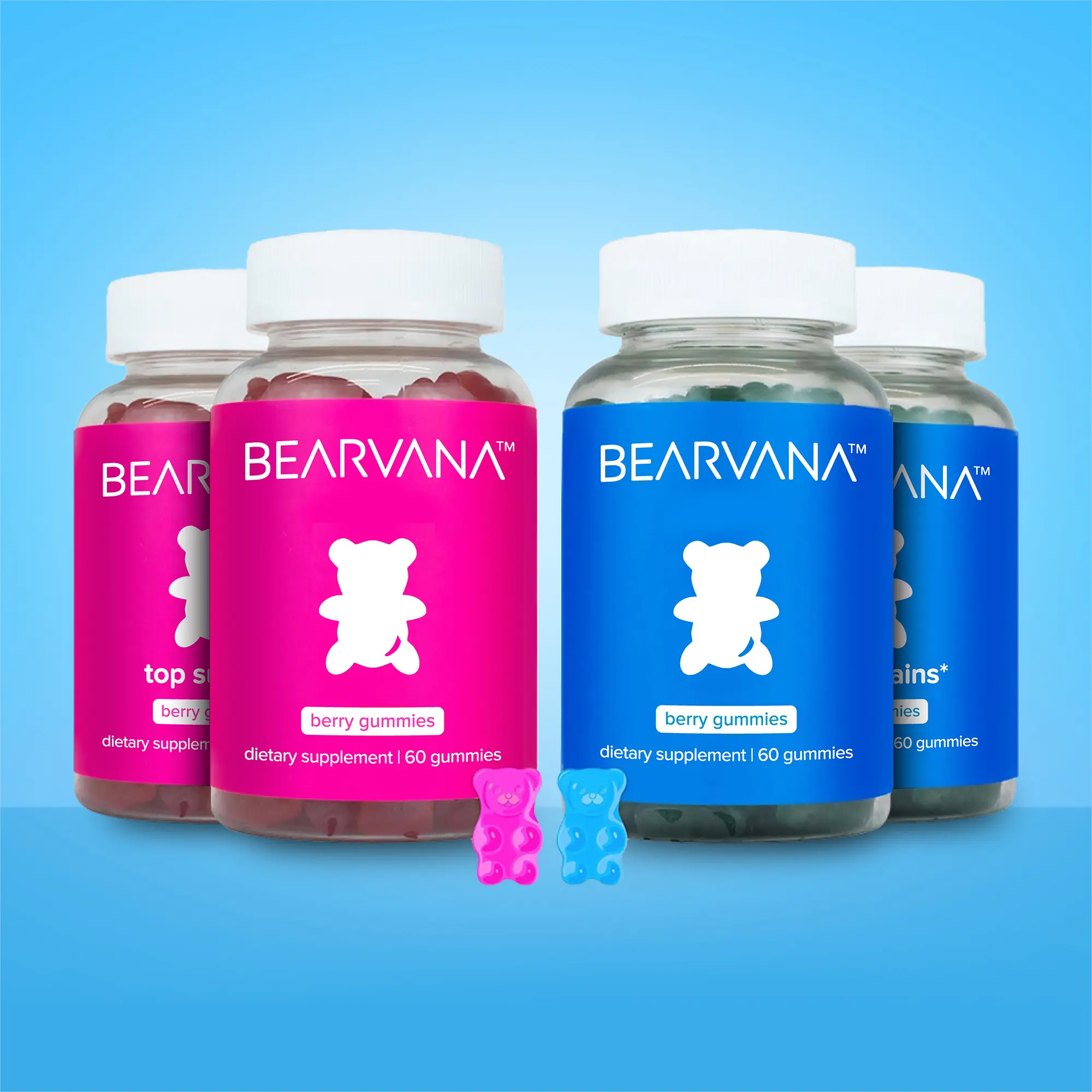 BEARVANA Gummies - Double Combo Pack (4 total bottles) - Women’s General Wellness Supplement - Berry Flavored - Vitamins and Herbs