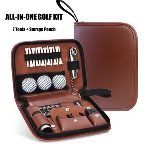 Keycent Golf Gift Set | Includes a premium leather carrying case containing a rangefinder, golf balls, a tee, a ball brush, a scorecard, and a repair kit. A unisex golf gift, perfect for Father's Day.