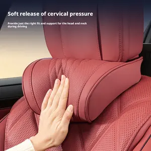 Napa Leather Car Memory Foam Removable Headrest, Comfortable Durable Universal Fit, Easy Installation, Perfect for Long Distance Driving