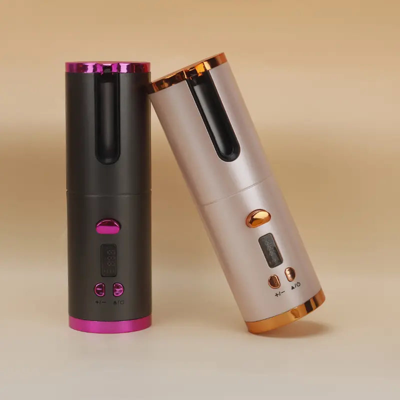 Portable Wireless Hair Curler - Auto Rotate, LCD Display, Long-Lasting Battery, USB Rechargeable, Ergonomic Design for Salon & Home Use, Sleek Metallic Finish, Highquality Build
