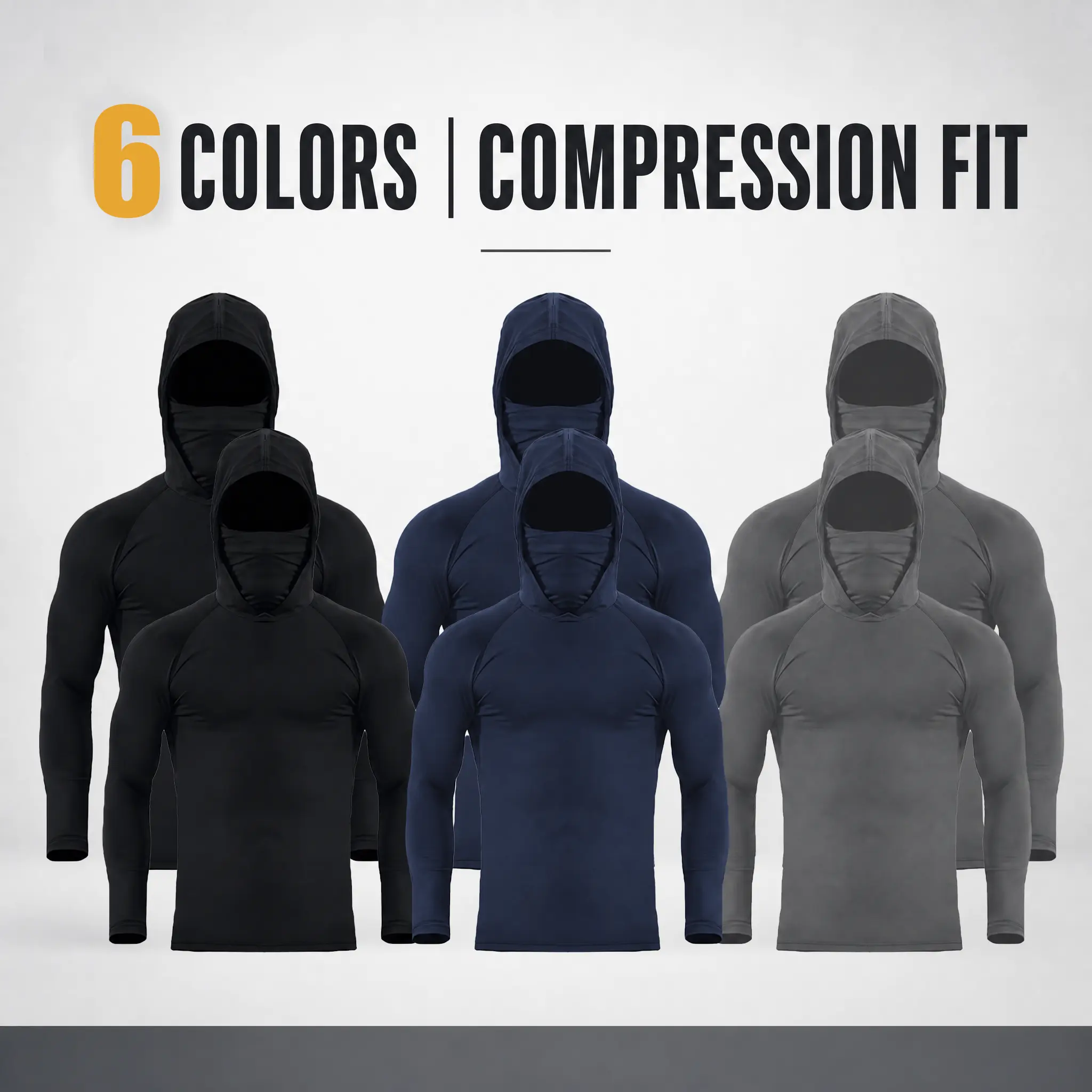 6-Pack Men Slim Fit Pullover Hoodies, Long Sleeve Lightweight UPF Sun Protection Casual Tops, Soft Breathable Classic Versatile Mens Shirts, Machine Washable Comfort Multi-Occasion Wear, Available in Blue Black Light Gray