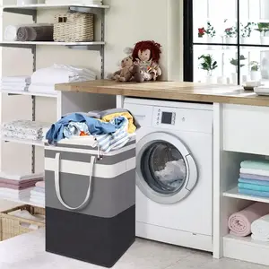 75L Gradient Grey Laundry Basket - Freestanding, Waterproof, Collapsible Tall Hamper with Extended Handles, 2/3 Pack for Dorm & Family Clothes, Toys