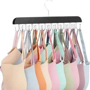 Bra Hanger for Closet, Tank Top Hanger 20 Hooks Capacity, Wood Space Saving Hanger Closet Organizers and Storage (Pack 1)   Hanging Wooden