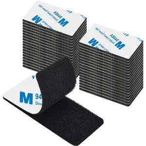 Adhesive Hook and Loop Strips 1.18" 1.97" - 20 Pairs Heavy Duty Fasteners - Black Nylon Material - Peel and Stick Mounting for School & Craft Projects
