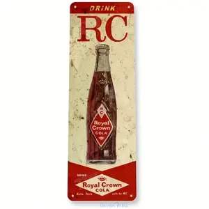 Aluminum Vintage Royal Crown Cola Hanging Wall Art Rustic Home Decor Aluminum Sign for Kitchen Bar Garage Man Cave American Style 60s Artistic Decoration