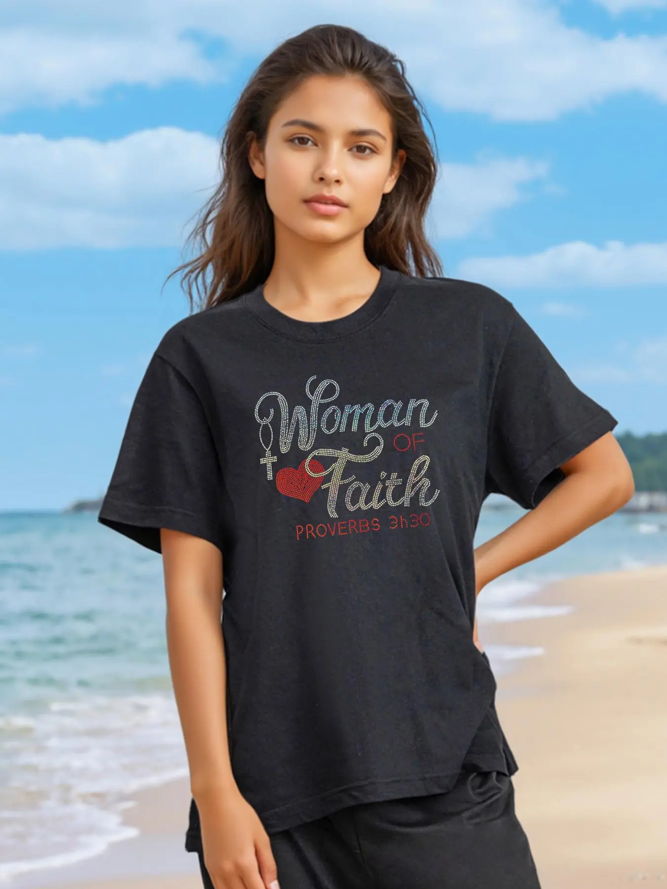 Plus Size Classic Versatile Cotton Tee - Comfortable and Versatile Fit for Everyday Wear Top Summer Black Shortsleeve Crewneck Casual Womenswear T-Shirt Streetwear Tshirt