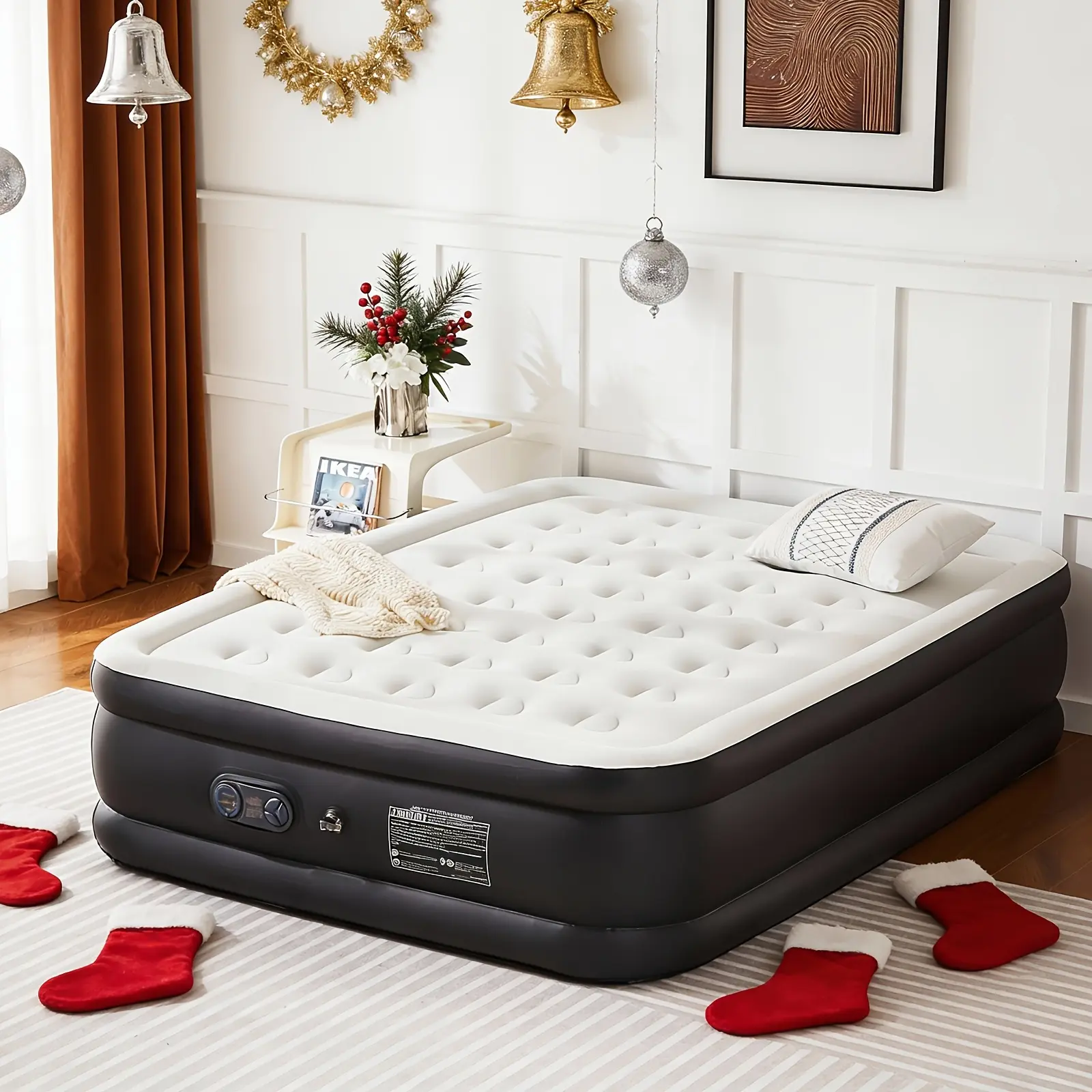 Air Mattress with Coil Beam Support, Plush Velvety Top Non-Slip Bottom for Stability on Smooth Floors And Carpets, Available in Two Sizes And Three Heights, Can Hold Up to 660 Pounds
