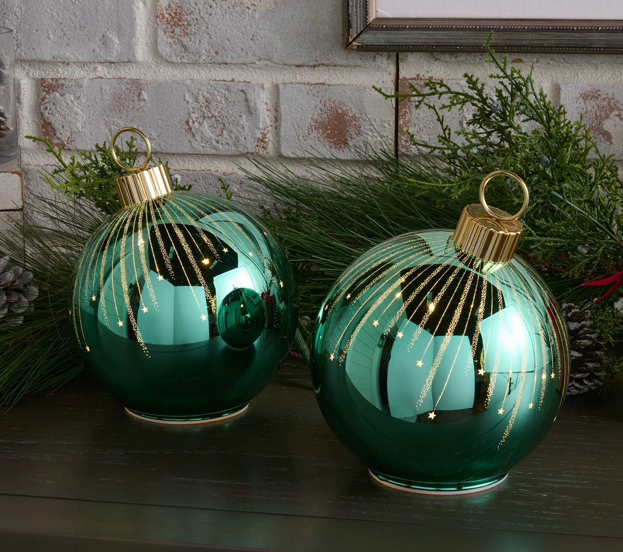Set of 2 6" Starry Night Glass Ornaments by Valerie