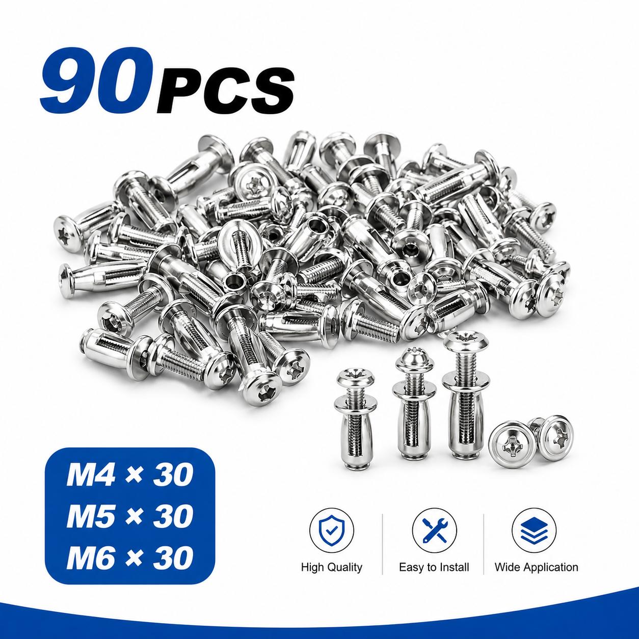 90-piece M4 M5 M6 petal rivet nut assortment