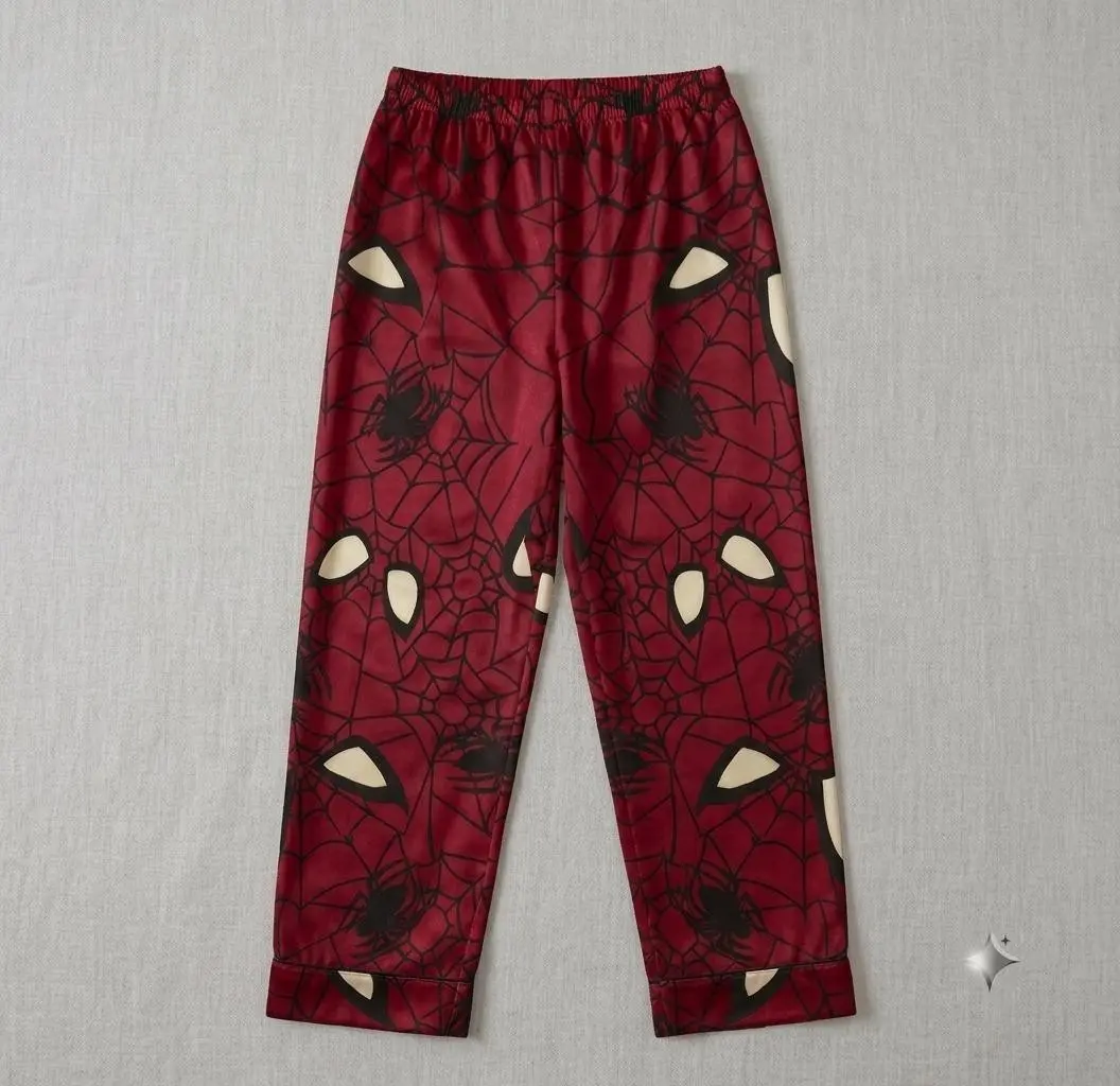 Red Spider Pajama Pants Lounge Bottoms Soft Sleep Pants, Unisex Matching Long Sleepwear, Cute Dragon Design Lounge Bottoms for Relaxing Nights, Unisex Pajama Gift For Her, Gift For Him, Matching loungwwear
