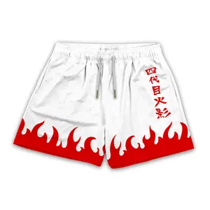 Minato Namikaze 4th Hokage Cloak Naruto Men's Basketball Mesh Anime Shorts With Four Pockets Athletic Sweat Walking Gym Shorts