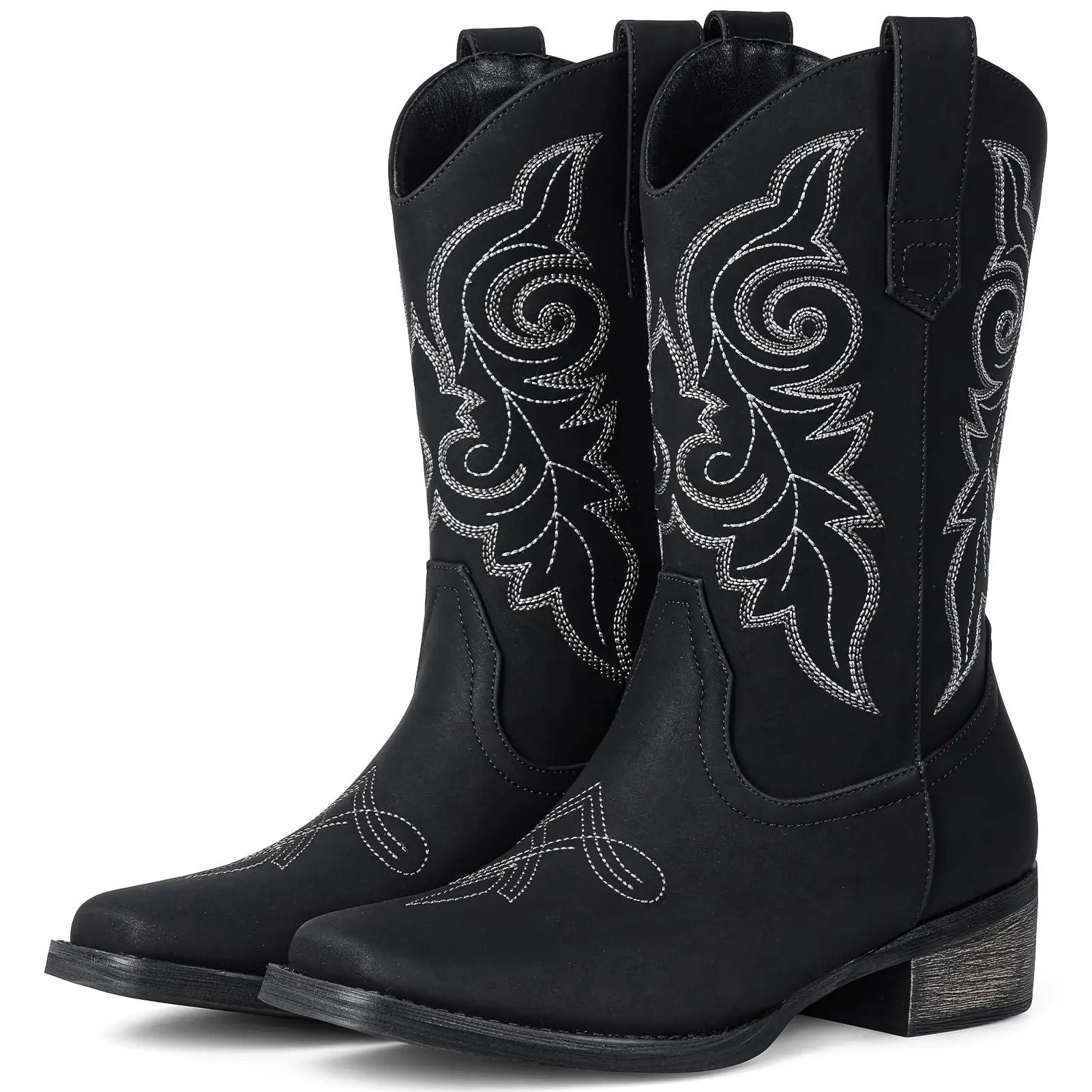 Women's Western Cowboy Boots - Mid Calf, Square Toe, Classic Retro Embroidery Footwear for Rodeo, Daily Wear | New Arrivals Western Wear for Women