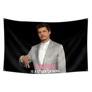 1pc, DADDY is A State of Mind Flag Banner, Pedro Pascal, 3x5ft (90*150cm), 4 Grommets, Single-Sided Printing, for Indoor, Outdoor, Activities, Dorm, Yard, Home, Garden, Bedroom, Man Cave, Party, Decoration, Home Decor Supplies