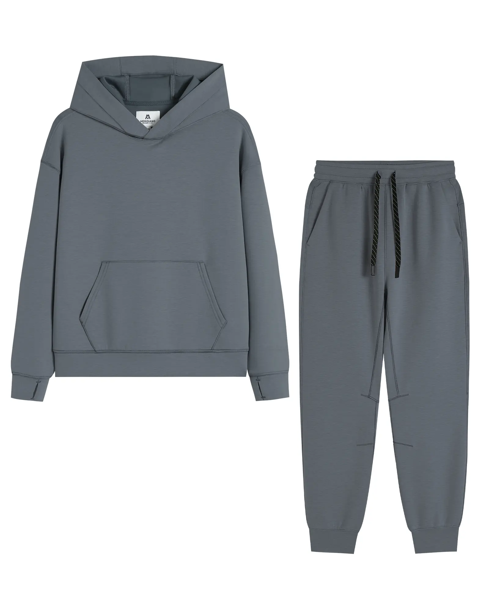 WHITE P.K. Kids Sweatsuit Set 2-Piece scuba-looks Athletic Tracksuit Playwear Daily Wear Pullover Hoodie and Jogger Pants for Boys Girls Size 5-16 Unisex Soft Stylish 3D Knit Fabric Blend Thumbhole Sleeves No-Drawstring Hood MERIDlANO