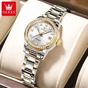 New flagship high-grade luxury women's watch OLEVS brand luminous waterproof automatic mechanical watch Rhinestones Decor Wristwatch