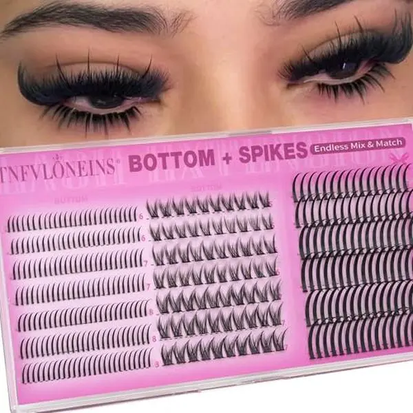 Bottom Lash Clusters 12-22MM Spikes Eyelash Clusters 2 Styles Bottom Lashes Spiky Cluster Eyelash Extensions DIY Evil Lash Extensions for Endless Makeup Styles by TNFVLONEINS