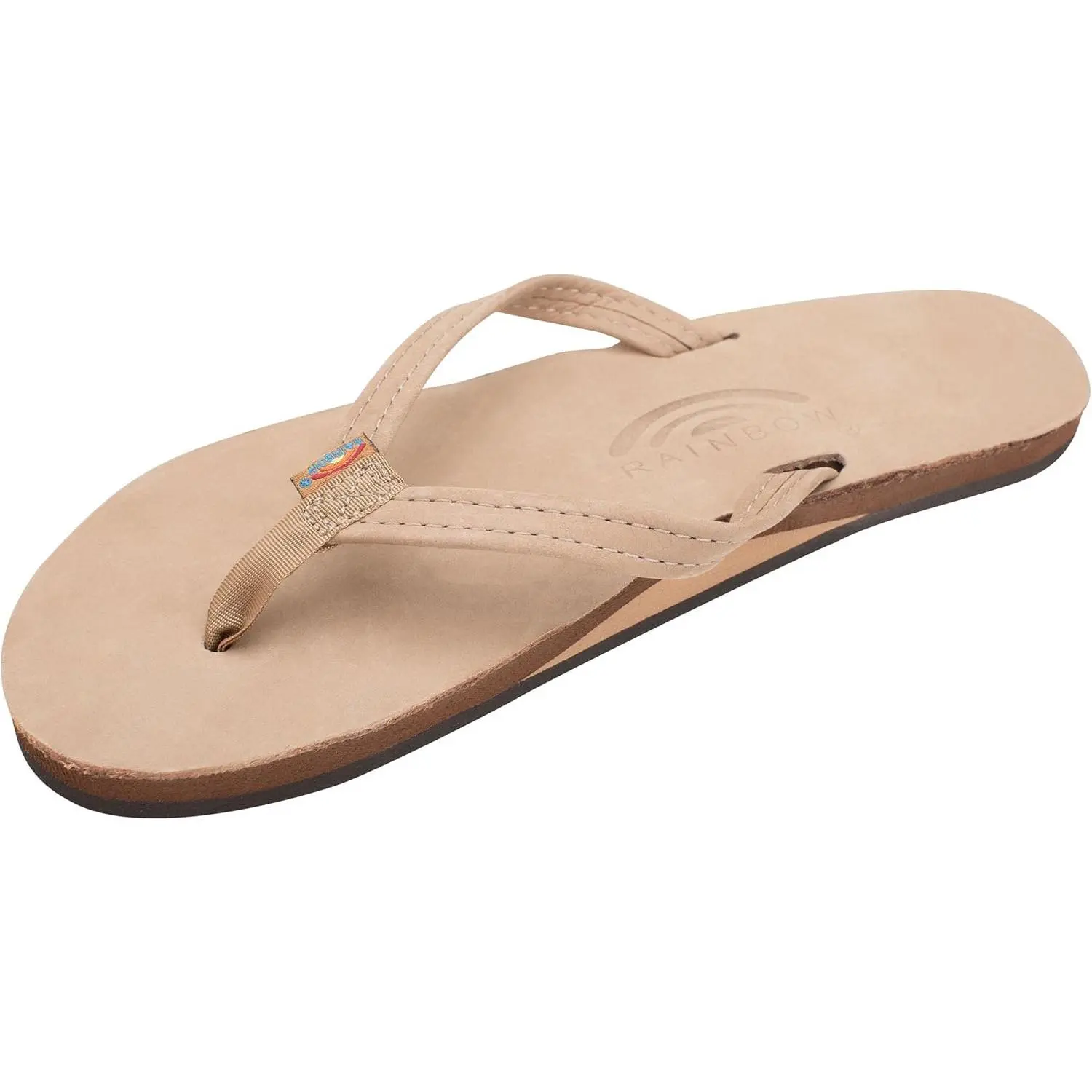 Women's Rainbow Sandals Single-Layer Leather Narrow-Strap Footwear, Women's Flip Flops