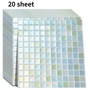 20pcs 3D Crystal Drop Glue Wall Stickers, Self-Adhesive Mosaic Wallpaper, Waterproof & Heat Resistant, Ideal for Kitchen, Bathroom, Room Decor,Home Decor-Blue