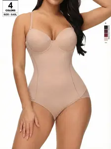 Women's Shapewear Bodysuit with Padded Cups, Three-Ranked Waist Design, Elegant Fashion Lace Tight-Fitting, Enhances Body Curve, Elastic Fabric, Womenswear, Underwear