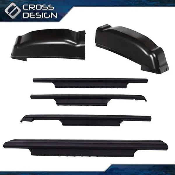 CROSSDESIGN 1 Pair of Cab Corners & 1 Set Rocker Panels Guard - High-Quality ABS Adhesive Custom Style Automotive Semi Truck Accessories for 2001-06 Silverado & GMC Sierra 2500/3500 Crew Cab