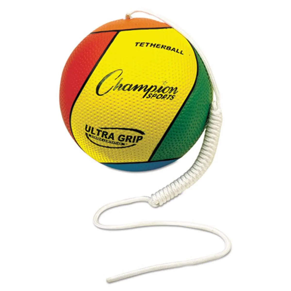 Champion Sport VTBS Ultra Grip Tether Ball- 5'' Diameter- Laminated Rubber- Yellow/Green/Blue/Red, Vibrant, Training, Material