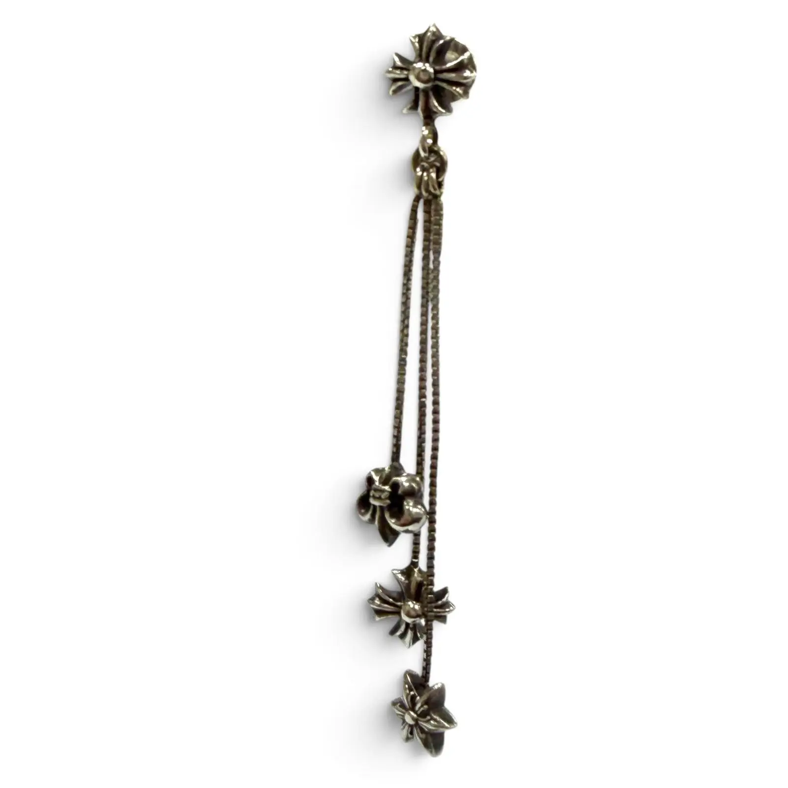 Pre-owned Chrome Hearts Sterling Silver 925 (Ag925) Small Leather Goods JOJO Pierce Silver Earring