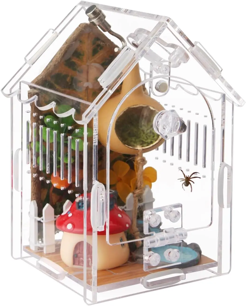 Arboreal Acrylic Glass Terrarium Kit for Tarantulas & Reptiles - Magnetic Feeding Port, Secure Latch, Ventilation, Front Door