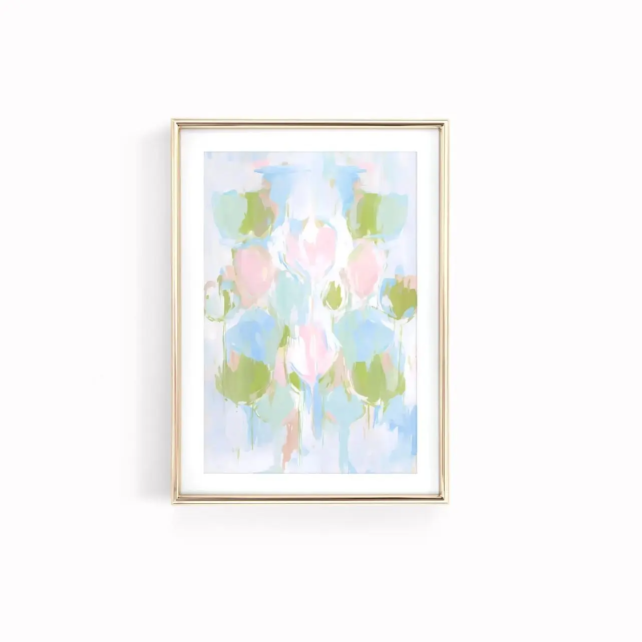 Whimsical Watercolor Wall Art, Preppy Pink Green & Blue Abstract Print J