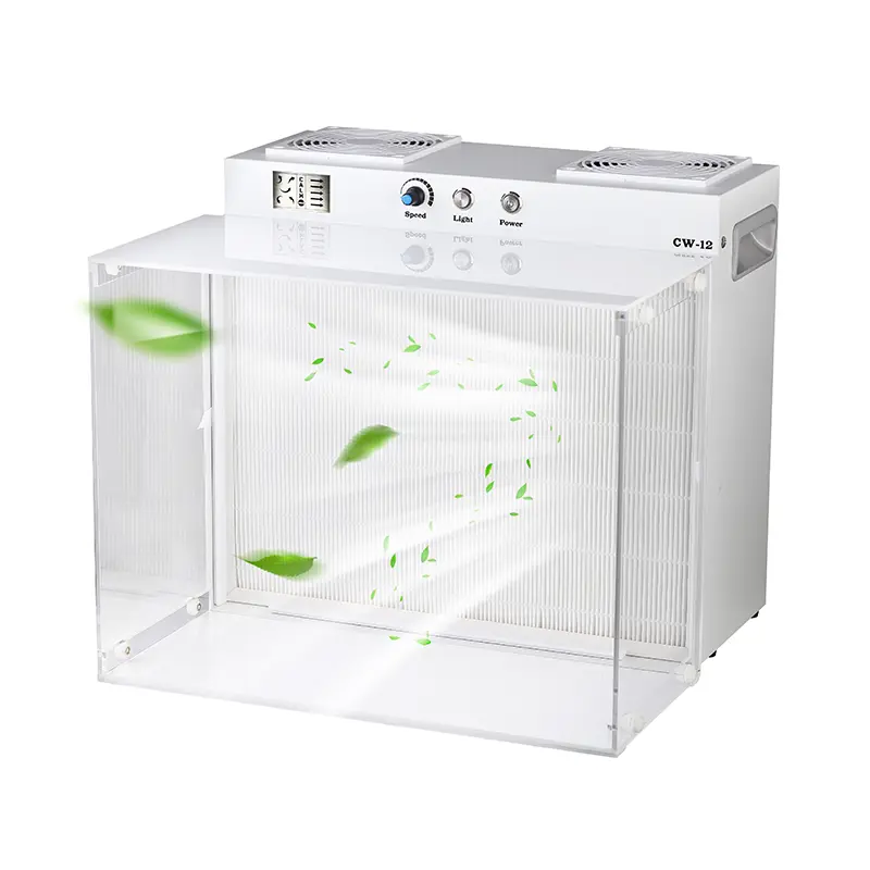 110V Portable Rectangular Galvanized Metal HEPA H12 Laminar Flow Hood with LED Light, Double-Layer Filtration, 17x13 in Adjustable Device for Lab Mushroom Spore Inoculation, Hepa Filtration
