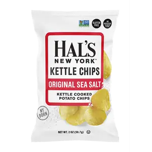 Hal's New York Kettle Cooked Gluten Free Potato Chips, Sea Salt, 2 oz (Pack of 24)
