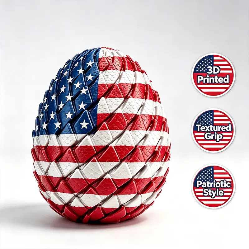 3D-Printed Dragon Scale Slime Egg with American Flag Pattern - Patriotism Themed Articulated Dragon Egg Ornament, Desktop Decoration & Collectible Gift (Toys & Hobbies Specialty DIY Supply)