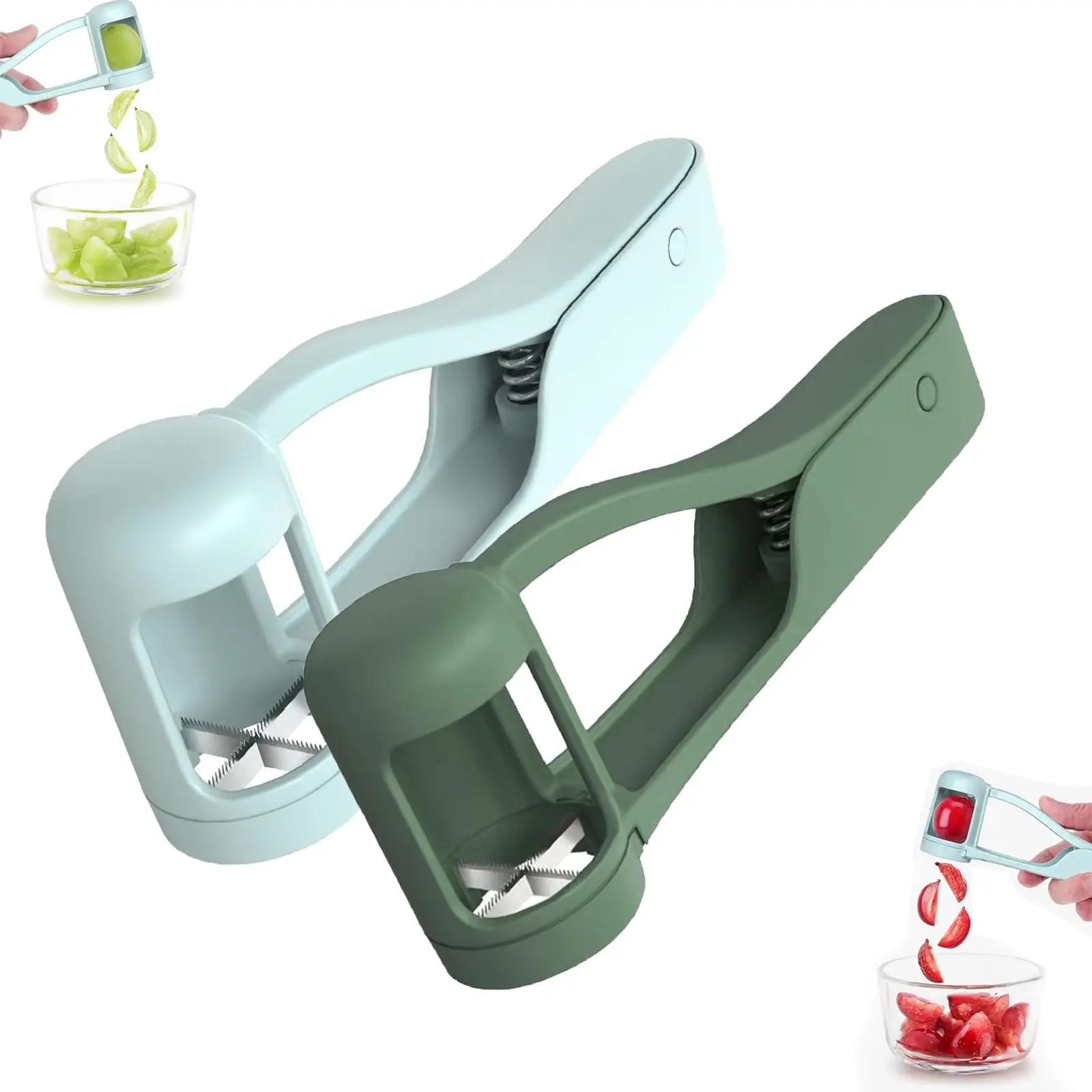 Stainless Steel Fruit Vegetable Cutter, Manual Kitchen Slicer for Grapes & Cherries, Easy-Carry Auxiliary Kitchen Utensil, Utensils