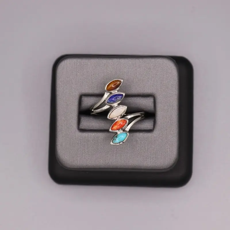 Sterling Silver Stone Ring - Multi Stone Stack