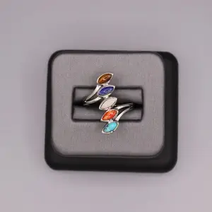 Sterling Silver Stone Ring - Multi Stone Stack