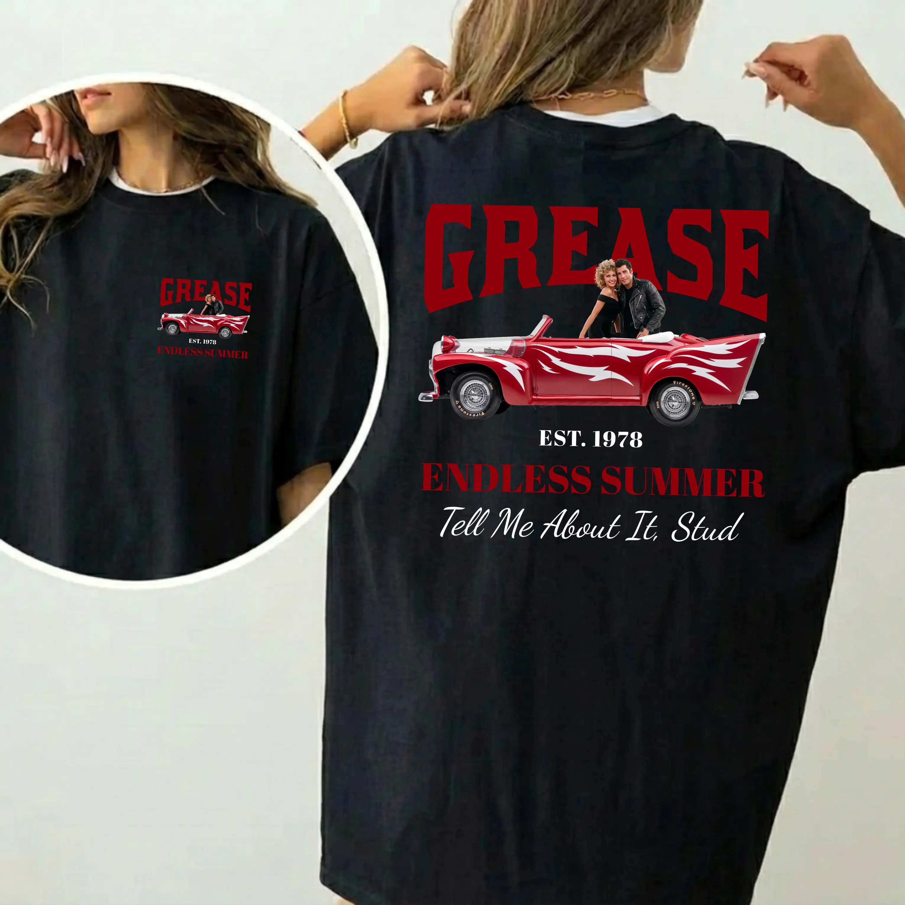 Grease Endless Summer T-Shirt, 1978 Red Convertible Graphic Tee, Retro Musical Movie Fan Shirt