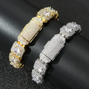 12MM Iced Out Chains for Men Tennis Bracelet-Mens Hip Hop Baguette Tennis Chains