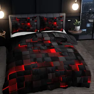 Modern Plaid Bedding Set, High-Quality Polyester Fabric, All-Season Use, Digital Print Duvet Cover, Zipper Closure, Includes Pillowcases